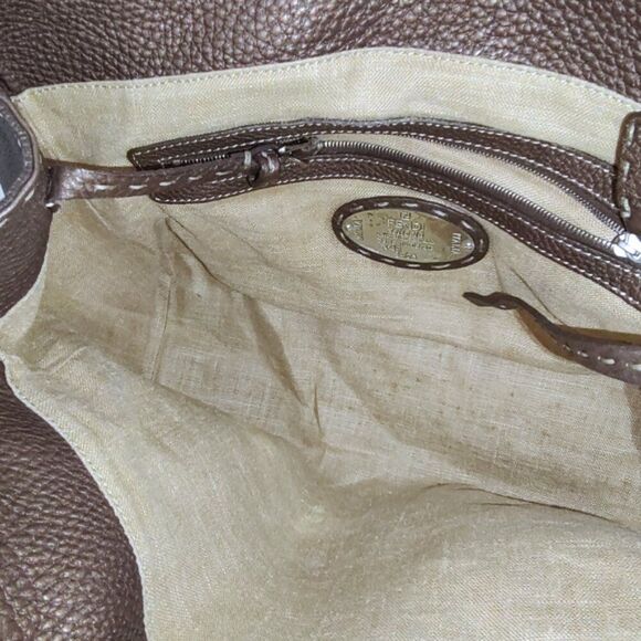 Fendi Selleria Linda bronze leather satchel EUC - Picture 12 of 14